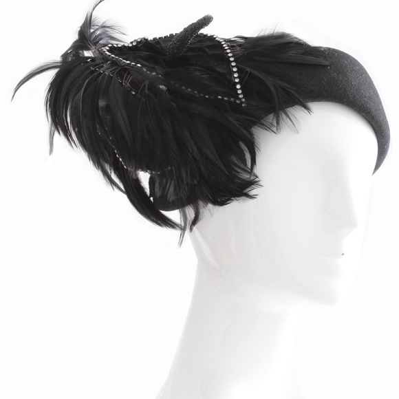 Jack McConnell Hat Wool & Feather Clochette Vintage Fascinator Designer HTF Rare